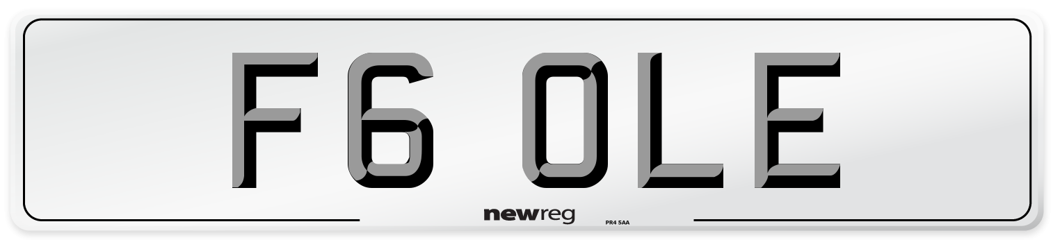 F6 OLE Number Plate from New Reg